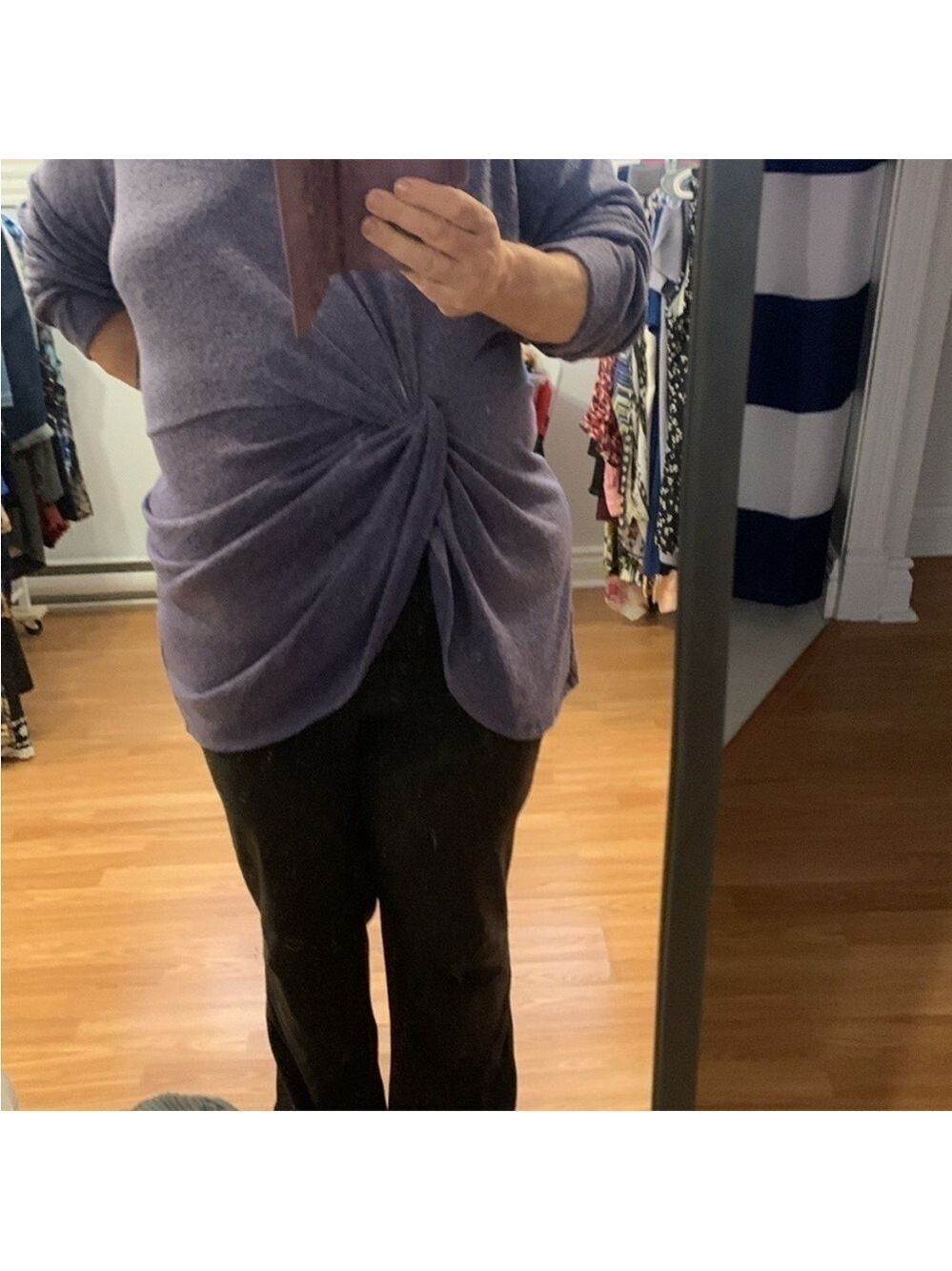😍CLEARANCE - LILY MORGAN Grey Twist Hem Lightweight Knit Sweater Size 3X - Picture 11 of 12